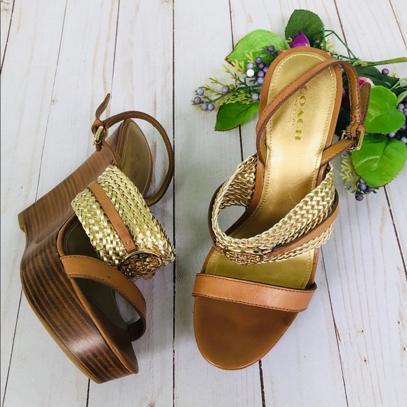 Coach Beatriz Wedge Sandals Size 7 - Picture 1 of 8